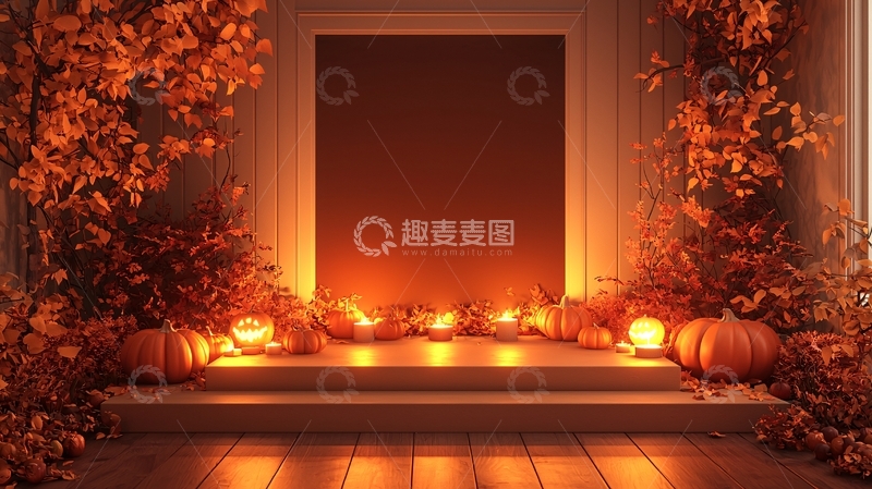 高清大图下载【趣麦麦图】万圣节南瓜门廊