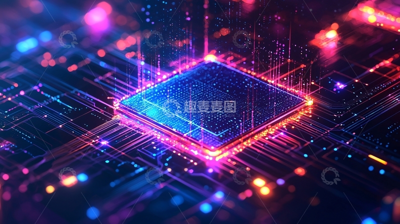 高清大图下载【趣麦麦图】炫彩芯片科技感背景