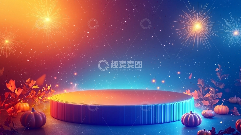 高清大图下载【趣麦麦图】炫彩南瓜灯展台背景