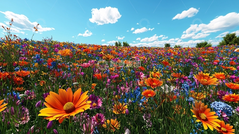 高清大图下载【趣麦麦图】彩色野花田