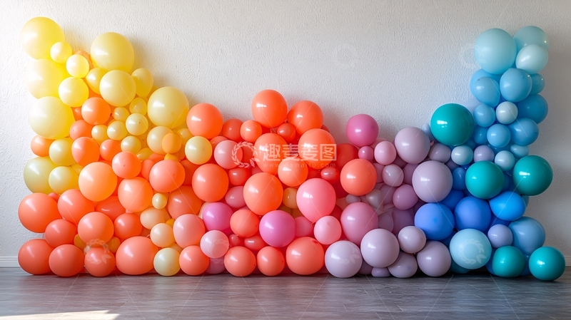高清大图下载【趣麦麦图】彩虹气球背景墙