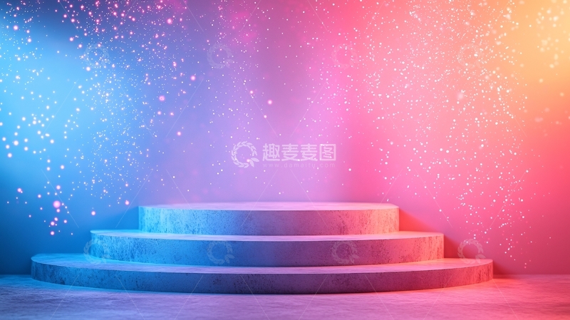高清大图下载【趣麦麦图】梦幻彩色阶梯展台