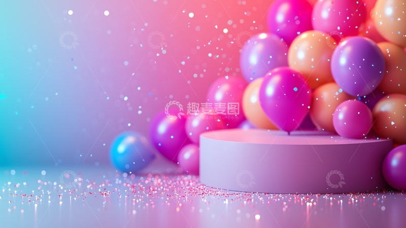 高清大图下载【趣麦麦图】粉色气球与圆台