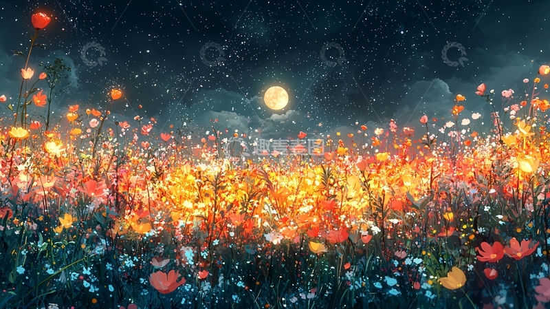 高清大图下载【趣麦麦图】梦幻萤火花海