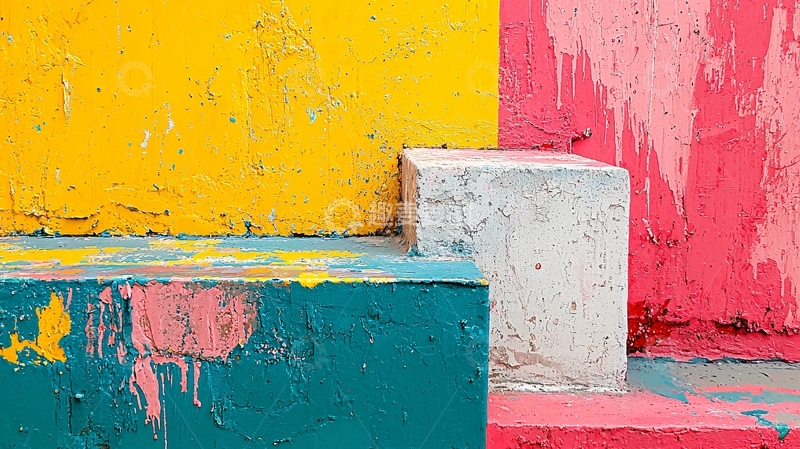 高清大图下载【趣麦麦图】鲜艳色彩的几何墙面