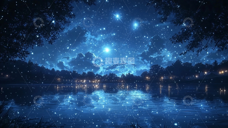 高清大图下载【趣麦麦图】星空湖泊夜景