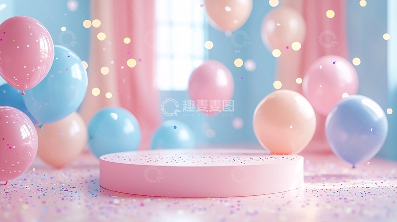 高清大图下载【趣麦麦图】粉色系气球背景