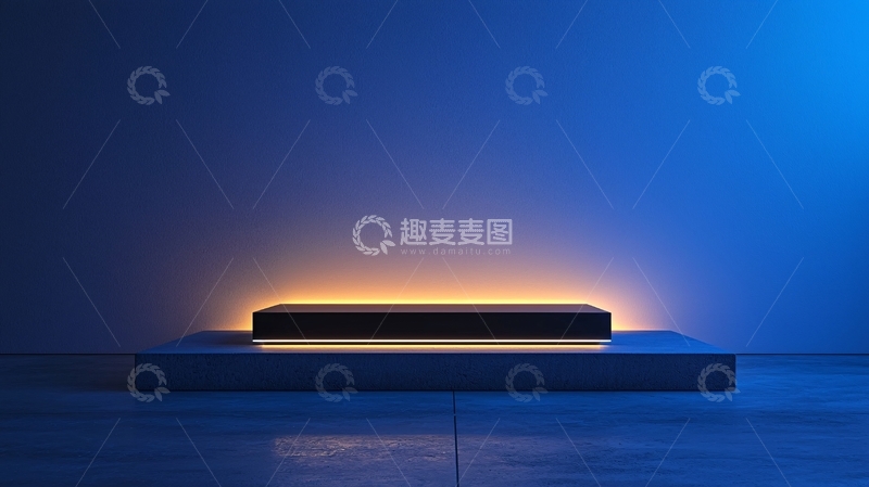 高清大图下载【趣麦麦图】蓝色背景产品展示台