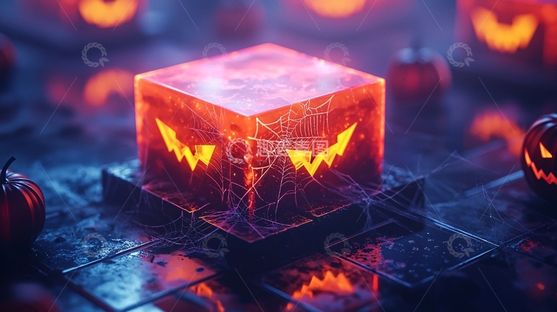 高清大图下载【趣麦麦图】光影南瓜灯立方体