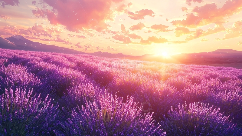 高清大图下载【趣麦麦图】日出薰衣草田园风景