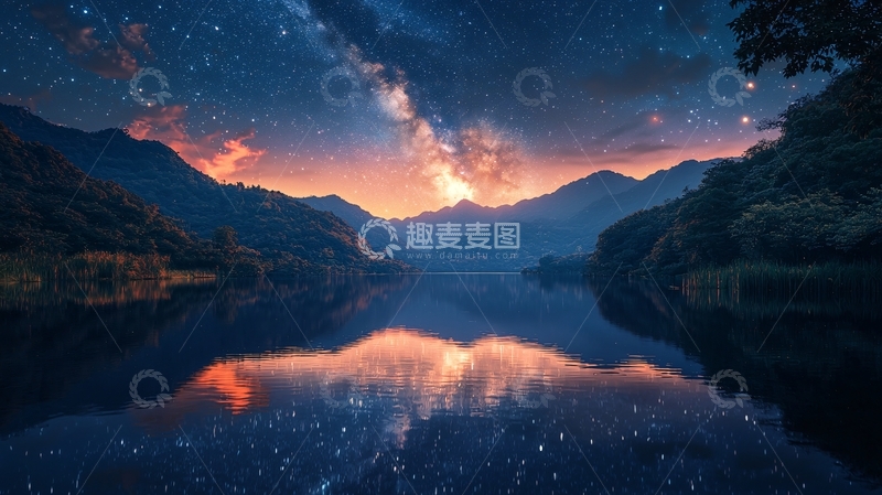 高清大图下载【趣麦麦图】星空倒影