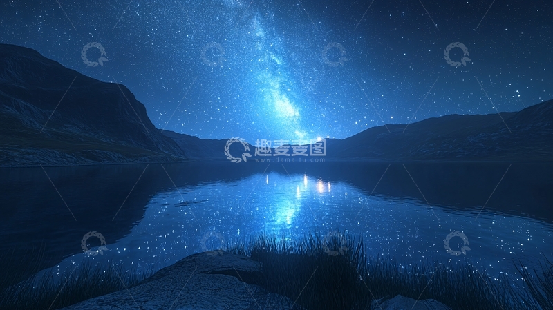 高清大图下载【趣麦麦图】星空倒影湖泊