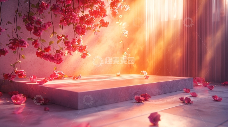 高清大图下载【趣麦麦图】浪漫粉色系花瓣浴缸