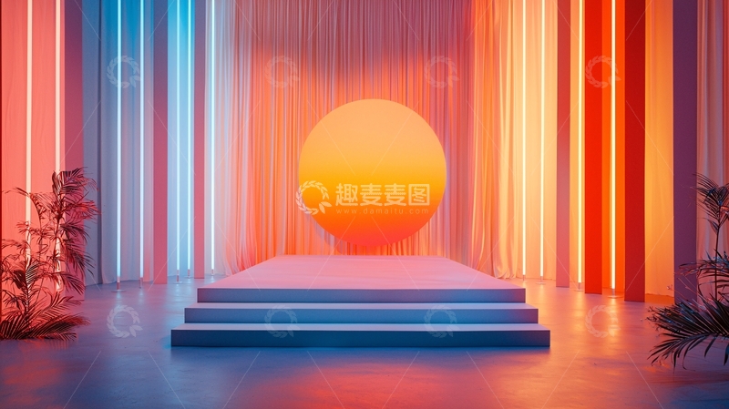 高清大图下载【趣麦麦图】橙色圆球发光背景