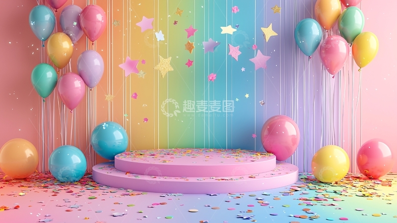 高清大图下载【趣麦麦图】彩虹气球背景