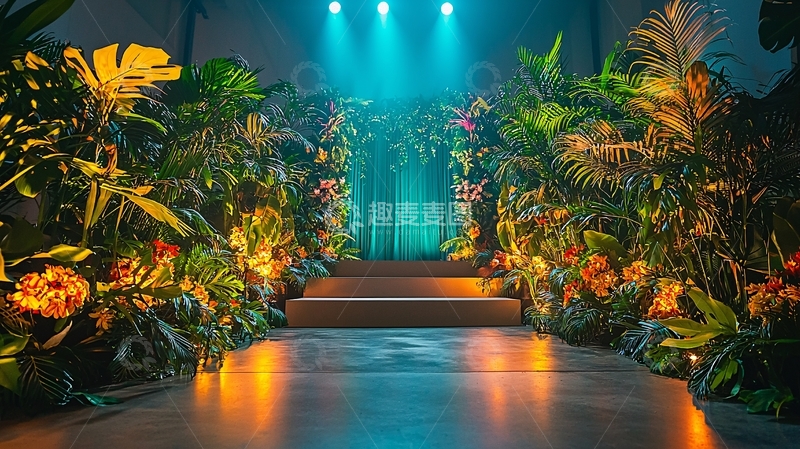 高清大图下载【趣麦麦图】热带雨林舞台背景