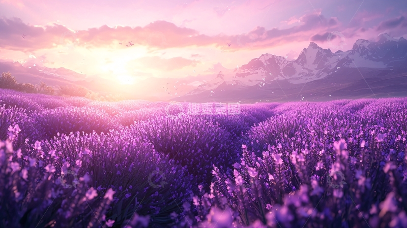 高清大图下载【趣麦麦图】日出薰衣草田园风光