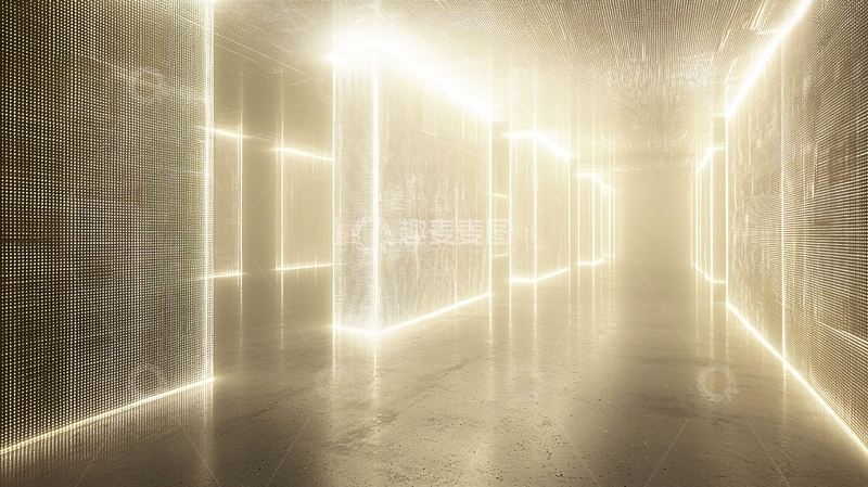 高清大图下载【趣麦麦图】金色灯光走廊