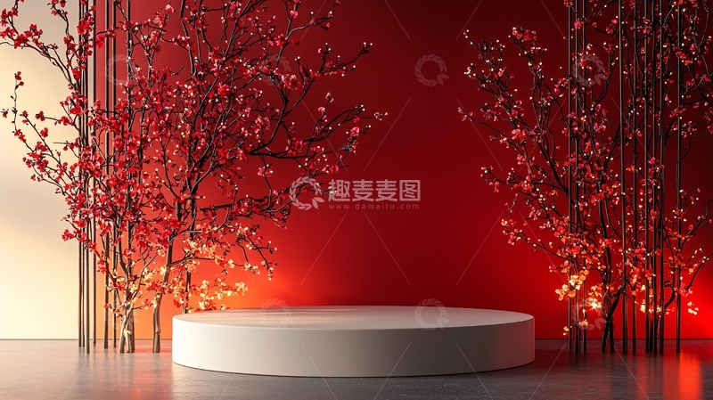 高清大图下载【趣麦麦图】红色背景