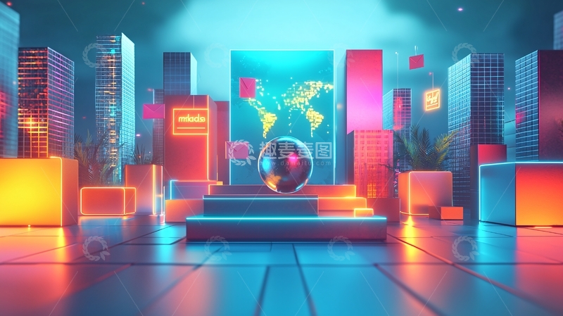 高清大图下载【趣麦麦图】未来科技感城市夜景