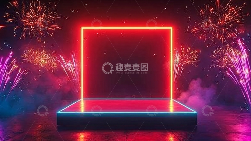 高清大图下载【趣麦麦图】烟火背景霓虹灯舞台