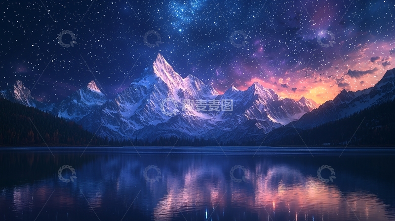 高清大图下载【趣麦麦图】星空下的雪山湖泊64