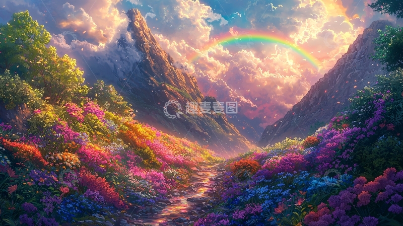 高清大图下载【趣麦麦图】梦幻彩虹山谷