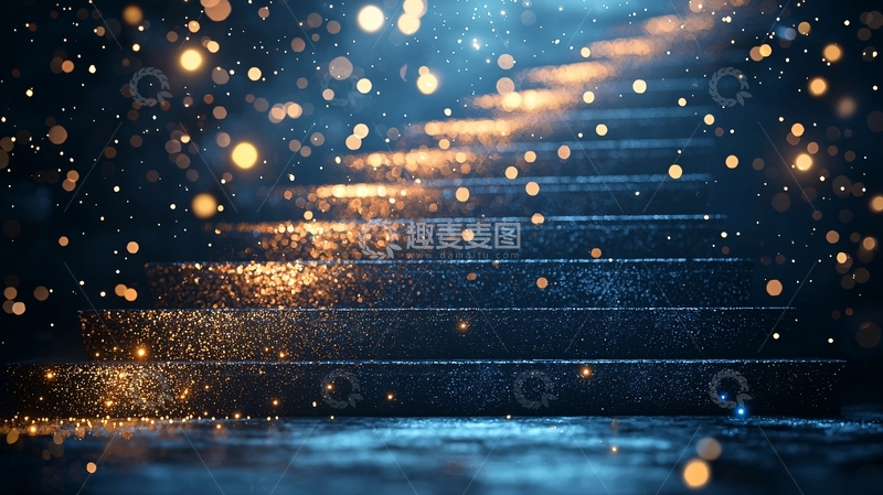 高清大图下载【趣麦麦图】梦幻蓝色阶梯