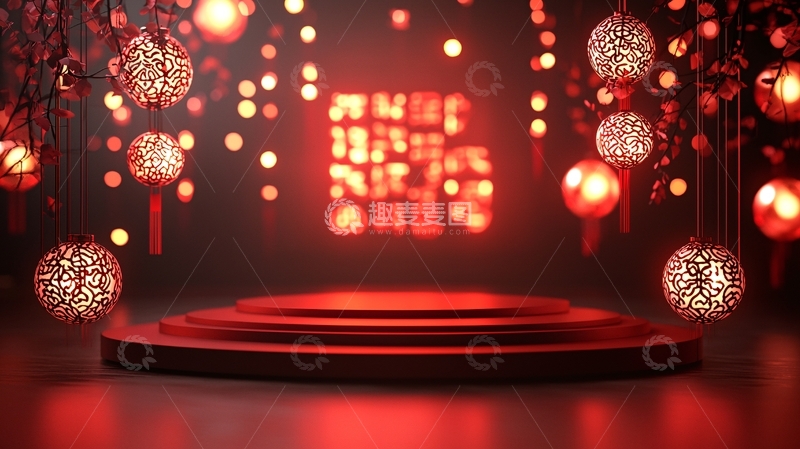 高清大图下载【趣麦麦图】红灯笼喜庆氛围背景