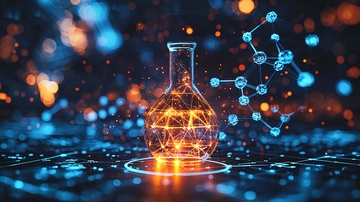 科技感蓝色背景烧杯