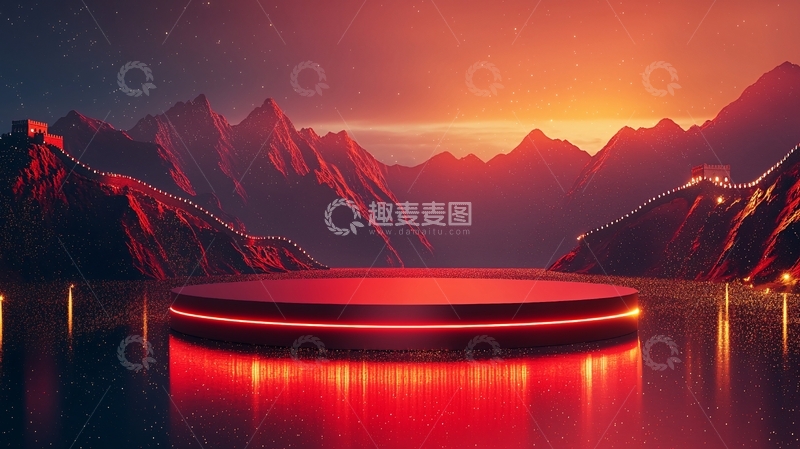 高清大图下载【趣麦麦图】红色圆形展台3