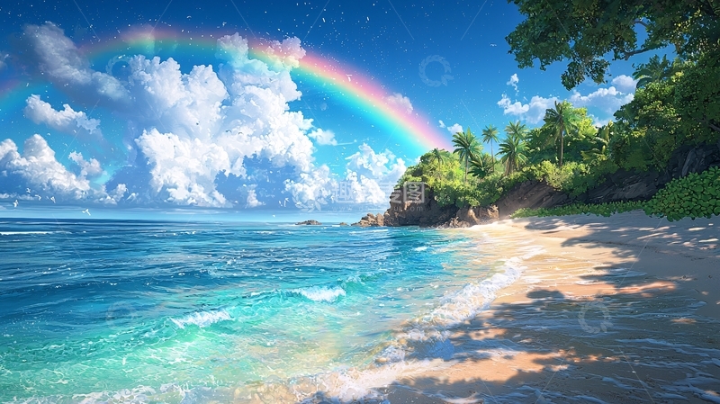 高清大图下载【趣麦麦图】彩虹海滩