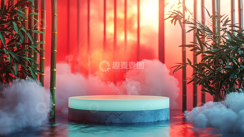 高清大图下载【趣麦麦图】红光背景圆形展台