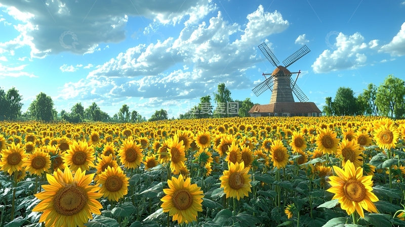 高清大图下载【趣麦麦图】向日葵田园风光