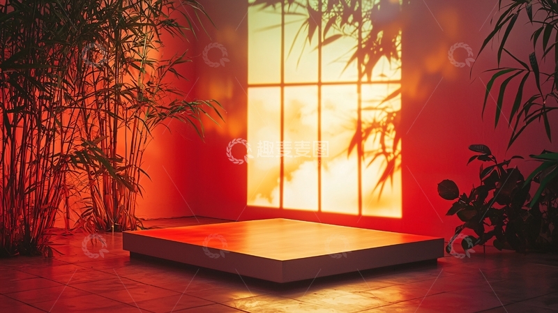 高清大图下载【趣麦麦图】红色背景展示台