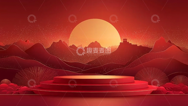 高清大图下载【趣麦麦图】红色中国风背景