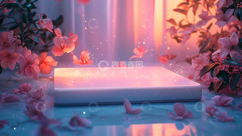 高清大图下载【趣麦麦图】梦幻粉色花朵展示台