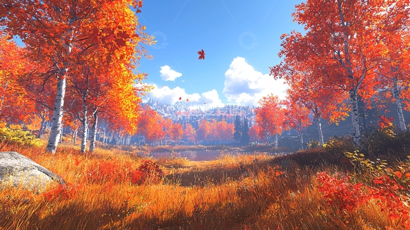 高清大图下载【趣麦麦图】秋日枫叶森林景色