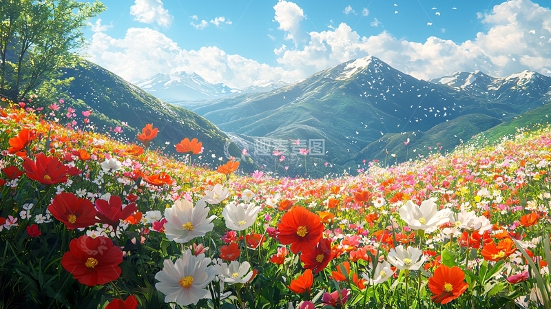 高清大图下载【趣麦麦图】山花烂漫的梦幻山谷