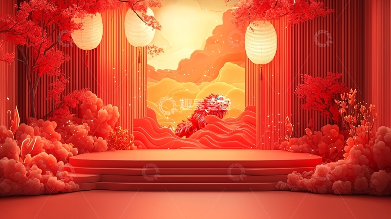 高清大图下载【趣麦麦图】红色喜庆舞台背景