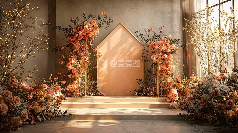 高清大图下载【趣麦麦图】暖色系花卉婚礼背景