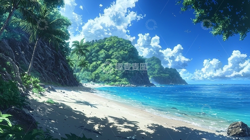 高清大图下载【趣麦麦图】阳光沙滩热带海岛
