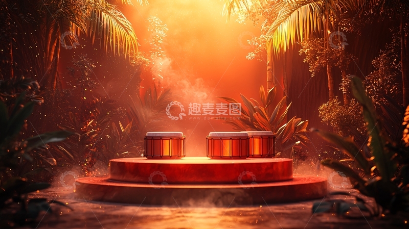 高清大图下载【趣麦麦图】热带雨林舞台背景