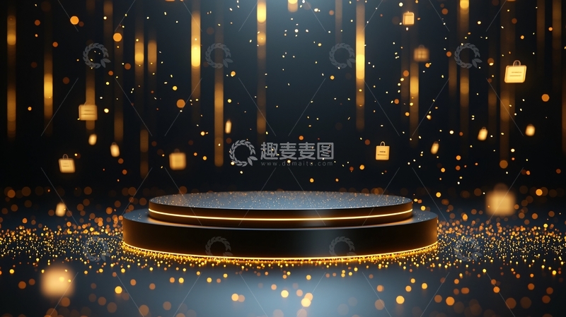 高清大图下载【趣麦麦图】黑色金色圆形舞台