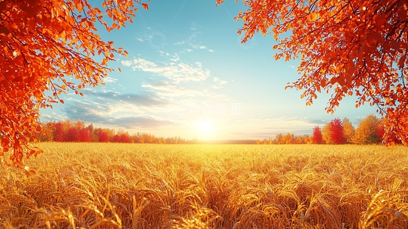 高清大图下载【趣麦麦图】秋日麦田阳光景色