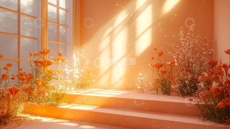 高清大图下载【趣麦麦图】阳光洒进房间的鲜花