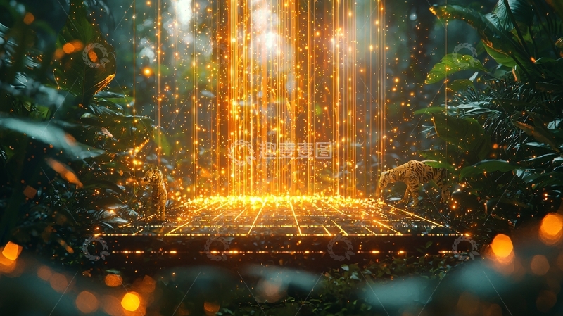 高清大图下载【趣麦麦图】金色光柱雨林