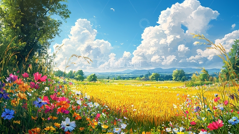 高清大图下载【趣麦麦图】阳光明媚田园风光