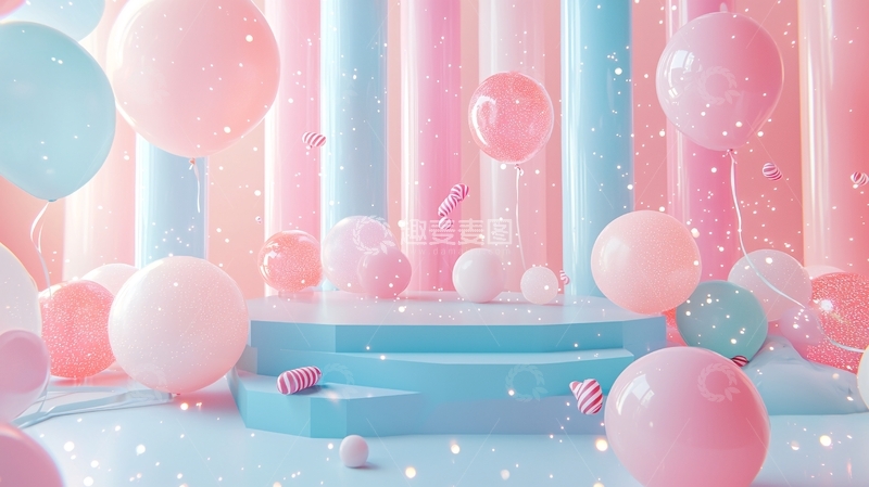 高清大图下载【趣麦麦图】粉色系气球背景