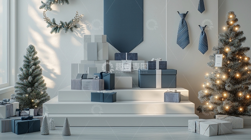 高清大图下载【趣麦麦图】北欧风圣诞节礼物堆叠